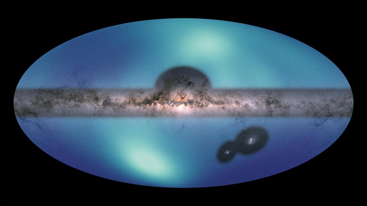 Star map showing the distribution of stars across the outer halo of the Milky Way.